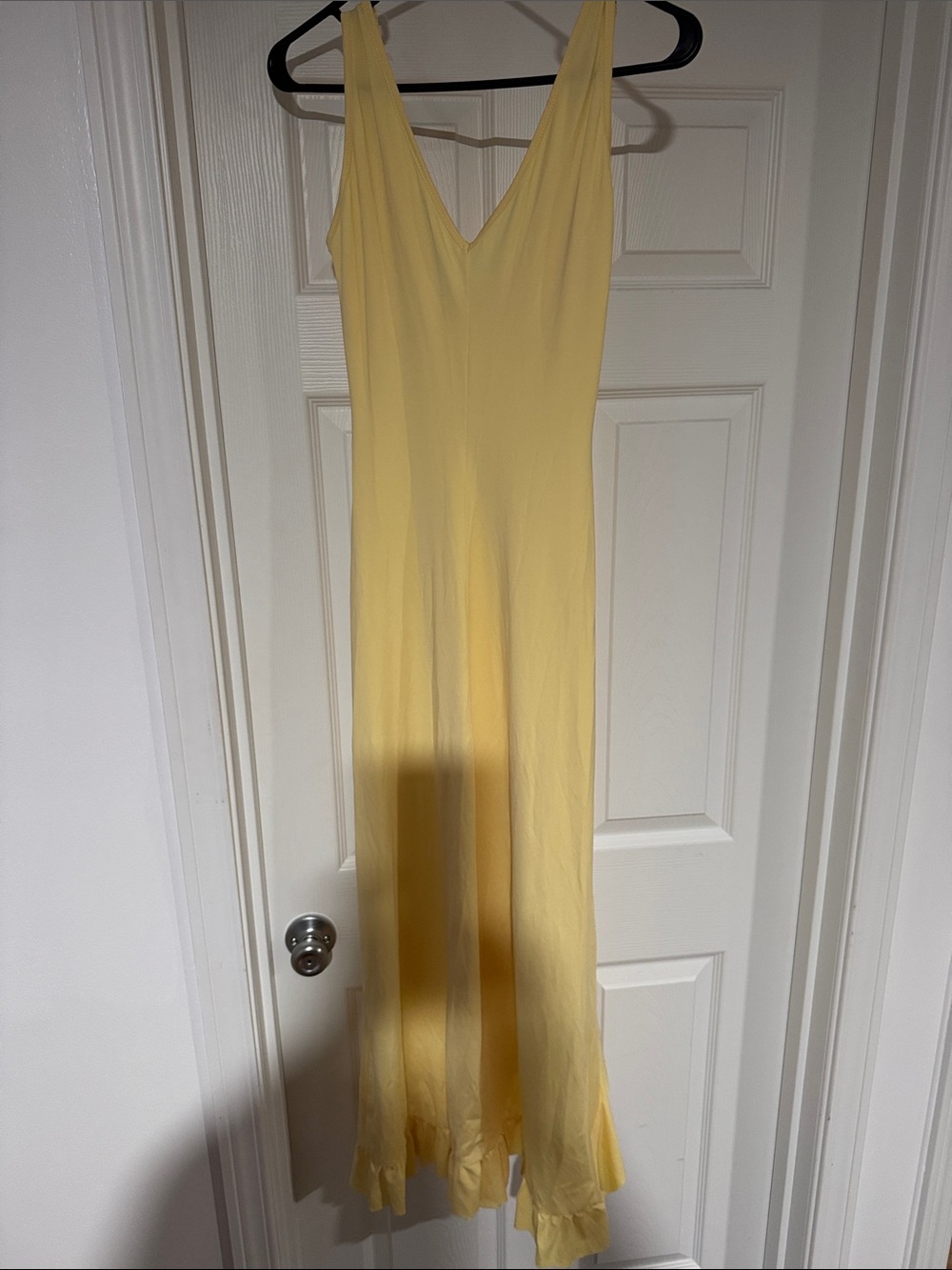 Amazon Yellow V-Neck Ruffle-Hem Maxi Dress - Picture 3 of 3
